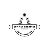 été paradis plage Hawaii logo conception ancien rétro style vecteur