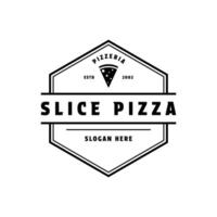 tranche Pizza logo conception ancien rétro bagde style vecteur