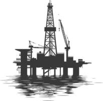 silhouette pétrole Plate-forme ou pétrole derrick dans le mer noir Couleur seulement vecteur