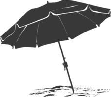 silhouette parapluie plage plein noir Couleur seulement vecteur