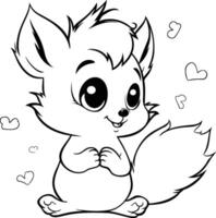 illustration de une mignonne écureuil avec cœurs sur une blanc Contexte vecteur