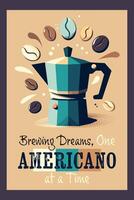 rétro americano café affiche vecteur