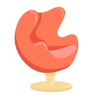 rouge fauteuil sur un jambe dans plat conception. designer meubles pour intérieur. illustration isolé. vecteur