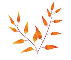 l'automne brindilles avec Orange feuilles dans plat conception. brillant tomber branches. illustration isolé. vecteur