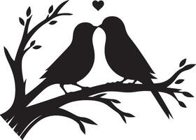 aimant des oiseaux sur le branche de une arbre clipart silhouette dans noir couleur. Colombe illustration modèle pour tatouage ou laser Coupe. vecteur