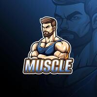 muscle mascotte logo conception pour badge, emblème, esport et T-shirt impression vecteur