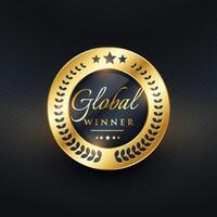global gagnant d'or étiquette conception vecteur