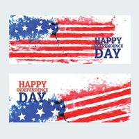 américain indépendance journée bannières avec aquarelle drapeau vecteur