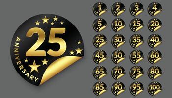 content anniversaire logotype d'or badges gros collection vecteur