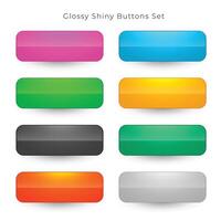 brillant la toile boutons dans huit couleurs ensemble vecteur