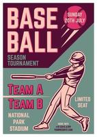 modèle de tournoi de baseball affiche brochure dépliant dépliant vintage vecteur