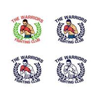 logo d'insigne de boxe le pack de design vintage de vecteur de club de combat de guerriers
