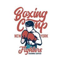Camp de boxe combattants de New York t shirt design poster illustration vecteur rétro vintage