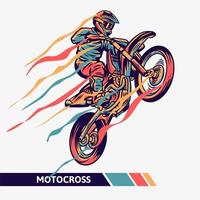 illustration colorée de motocross d'illustration avec le sport extrême rapide de mouvement vecteur