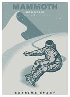 snowboarder sport extrême dans le modèle d'affiche vintage de montagne mammouth vecteur