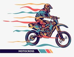 illustration colorée de motocross d'oeuvre avec le sport extrême graphique rapide de mouvement vecteur