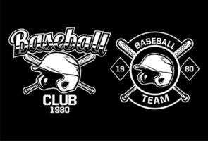 baseball club équipe insigne logo emblème modèle collection noir et blanc 1980 vecteur