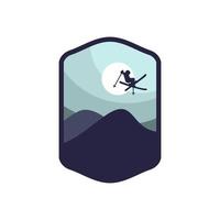 Patch d'emblème de logo d'insigne de silhouette de ski de sports d'hiver pour le club d'équipe vecteur