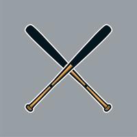 batte de baseball croix x logo icône vecteur actif