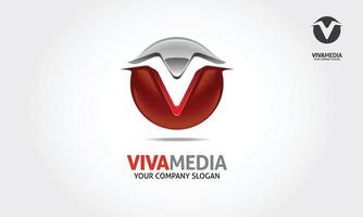 illustration du logo média viva de couleur rouge. il s'agit d'un excellent modèle de logo adapté à votre entreprise afin d'améliorer son processus de communication. vecteur