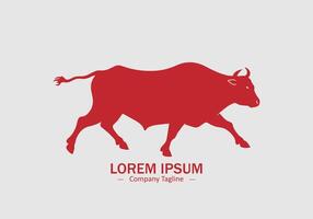 combattant taureau rouge bœuf icône logo conception silhouette vecteur