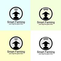 création de logo d'illustration d'agriculture intelligente vecteur