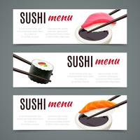 Sushi bannières horizontales vecteur