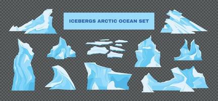 ensemble transparent d'icebergs vecteur