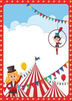 fond d'affiche de cirque avec personnage de dessin animé de magicien vecteur
