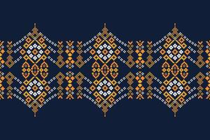 traditionnel ethnique motifs ikat géométrique en tissu modèle traverser point.ikat broderie ethnique Oriental pixel marine bleu Contexte. résumé,illustration. texture, décoration, papier peint. vecteur