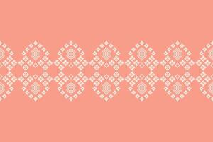 ethnique géométrique en tissu modèle traverser point.ikat broderie ethnique Oriental pixel modèle Rose rose or Contexte. résumé,illustration. texture, vêtements, écharpe, décoration, soie fond d'écran. vecteur