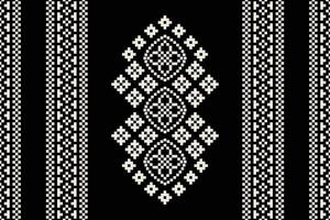 traditionnel noir ethnique motifs ikat géométrique en tissu modèle traverser point.ikat broderie ethnique Oriental pixel noir arrière-plan.abstrait, illustration. texture, décoration, papier peint. vecteur