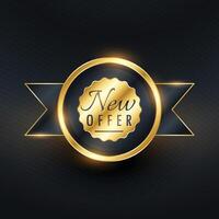 Nouveau offre d'or étiquette et badge conception pour votre marque promotion vecteur