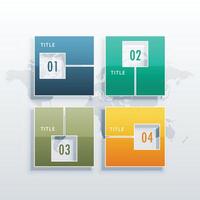 infographie modèle avec quatre les options pour affaires notions, flux de travail disposition diagrammes ou la toile conception vecteur