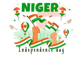 content Niger indépendance journée illustration sur 3 août avec agitant drapeau et pays Publique vacances dans plat dessin animé Contexte conception vecteur