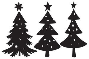 noir silhouette ensemble Noël arbre vecteur