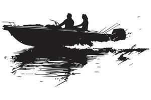 couple conduite la vitesse bateau silhouette graphique vecteur
