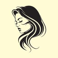 femme avec cheveux logo art conception sur blanc Contexte vecteur