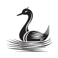 silhouette de une cygne. noir cygne logo image conception sur blanc Contexte vecteur