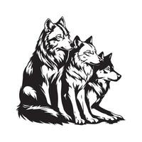 Loup pack conception art, Icônes, et graphique vecteur