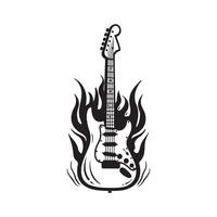électrique guitare logo conception isolé sur blanc vecteur