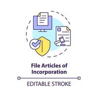 fichier des articles de incorporation multi Couleur concept icône. entreprise inscription. pas à début asbl. rond forme ligne illustration. abstrait idée. graphique conception. facile à utilisation dans article vecteur