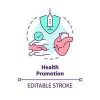 santé promotion multi Couleur concept icône. maladie la prévention. Publique santé. préventif médicament. rôle de ong. rond forme ligne illustration. abstrait idée. graphique conception. facile à utilisation dans article vecteur