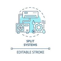 Divisé systèmes doux bleu concept icône. Extérieur et intérieur unités. climat contrôle. HVAC prestations de service. rond forme ligne illustration. abstrait idée. graphique conception. facile à utilisation dans promotionnel Matériel vecteur