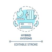 hybride systèmes doux bleu concept icône. double carburant système. type de cvc. chauffage solution. rond forme ligne illustration. abstrait idée. graphique conception. facile à utilisation dans promotionnel Matériel vecteur