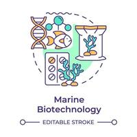 Marin biotechnologie multi Couleur concept icône. l'aquaculture. Marin organismes pour médicaments. rond forme ligne illustration. abstrait idée. graphique conception. facile à utilisation dans présentation vecteur