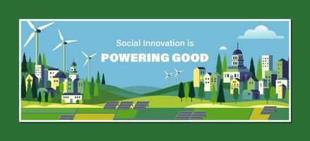 éco et vert énergie concept Urbain paysage Facebook couverture modèle vecteur