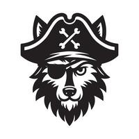 Loup logo - une pirate Loup illustration dans noir et blanc vecteur