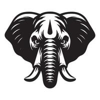 illustration de une concentré l'éléphant visage dans noir et blanc vecteur