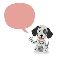 chien dalmatien de personnage de dessin animé avec bulle de dialogue vecteur